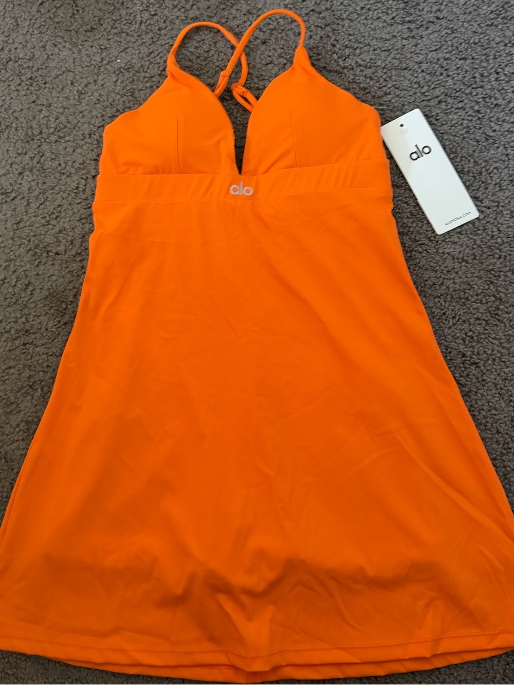 ALO Yoga airbrush splendor orange dress with built in shorts